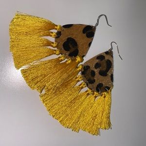 Leopard tassel earrings